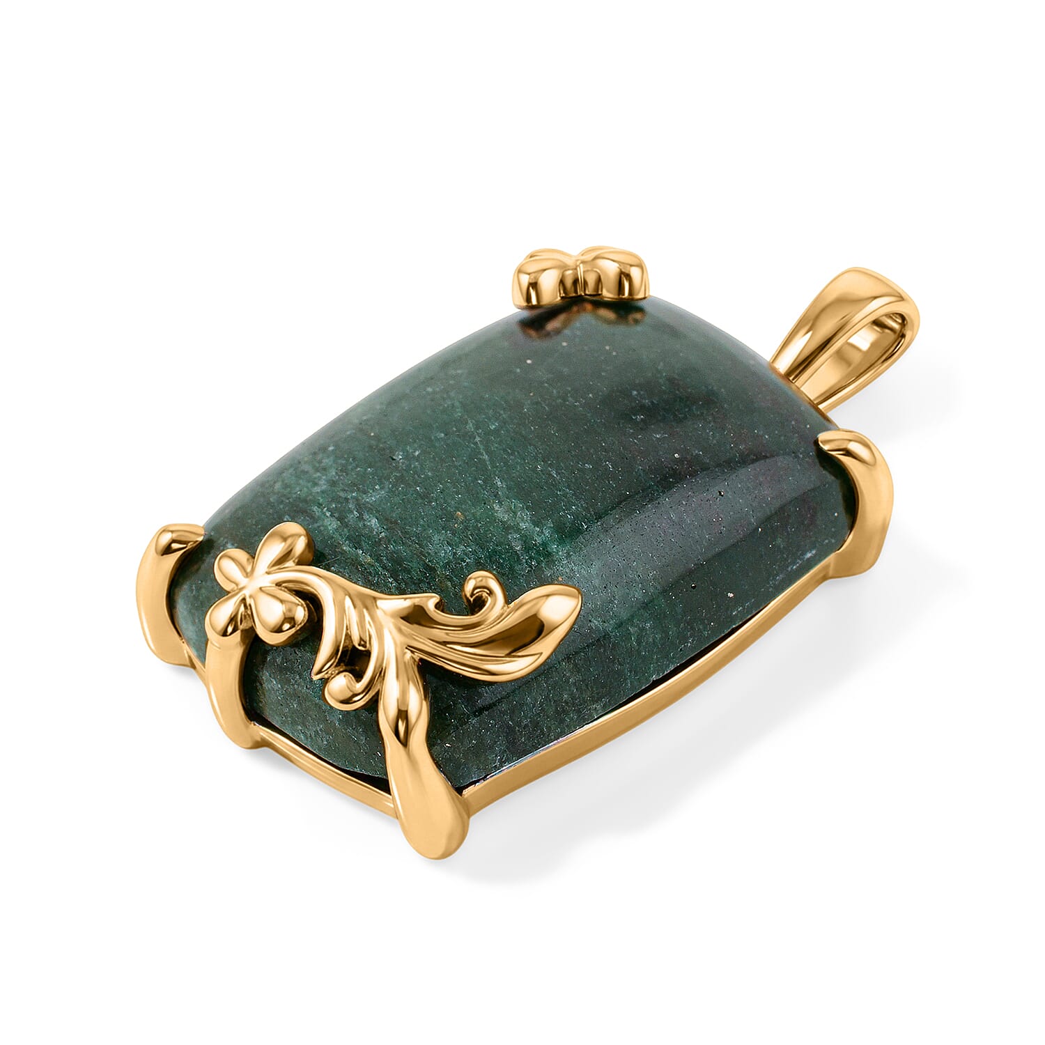 Green Aventurine 30.00 ctw Pendant without Chain in 18K YG Plated