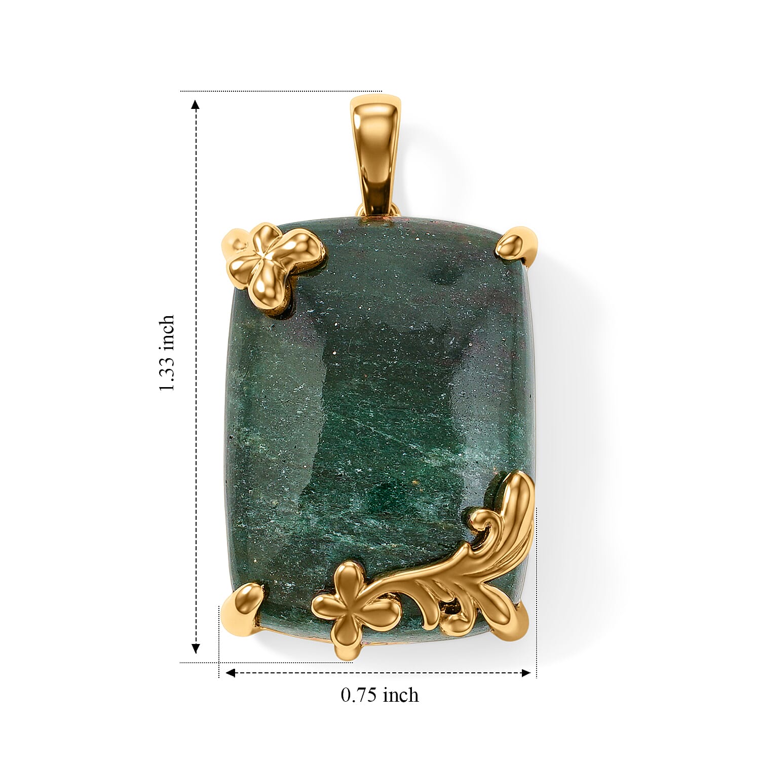 Green Aventurine 30.00 ctw Pendant without Chain in 18K YG Plated