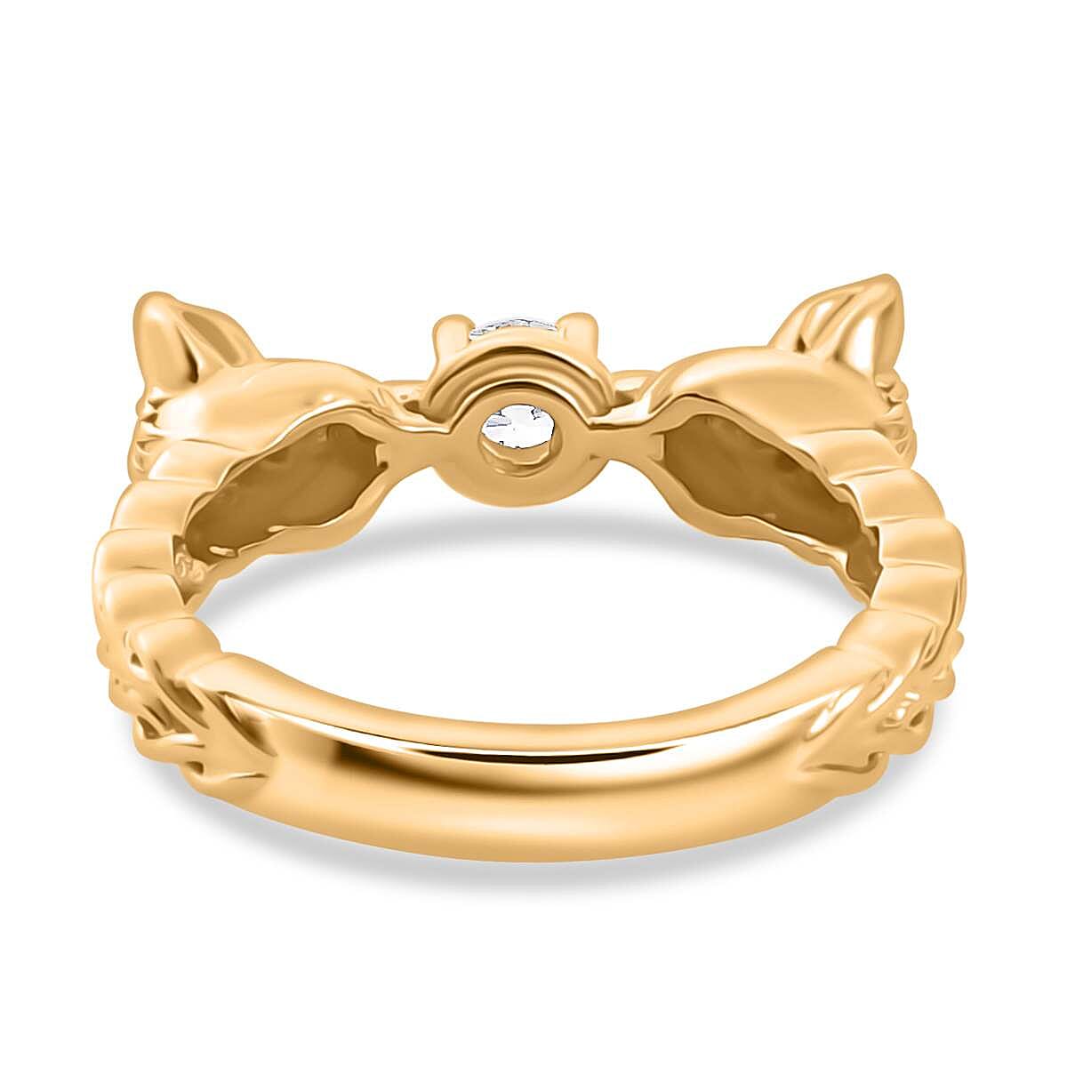 J Francis Swarovski Zirconia 0.45 ctw Ring in 18K Vermeil Yellow Gold Over Sterling Silver (Size 6.5)