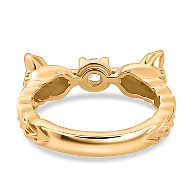 J Francis Swarovski Zirconia 0.45 ctw Ring in 18K Vermeil Yellow Gold Over Sterling Silver (Size 6.5)
