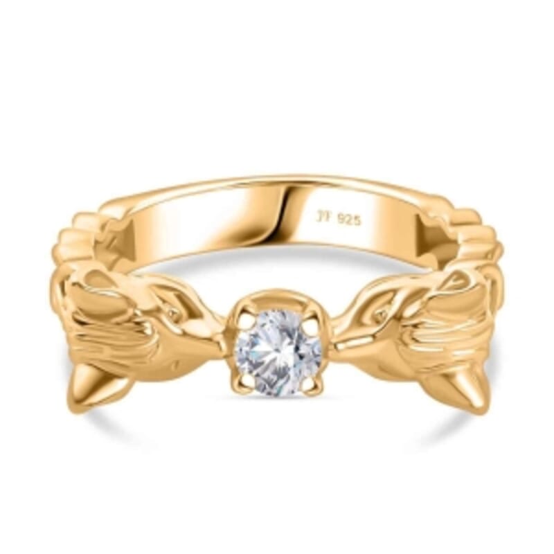 J Francis Embellished with Zirconia by Swarovski 0.45 ctw Ring in 18K Vermeil YG Over Sterling Silver (Size 11.5)