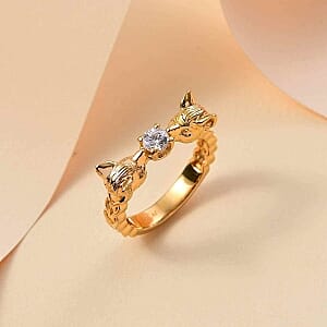 J Francis Embellished with Zirconia by Swarovski 0.45 ctw Ring in 18K Vermeil YG Over Sterling Silver (Size 11.5)