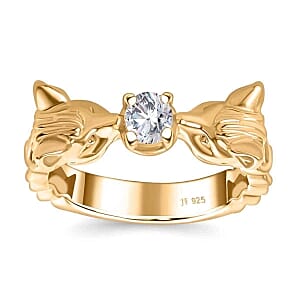 J Francis Embellished with Zirconia by Swarovski 0.45 ctw Ring in 18K Vermeil YG Over Sterling Silver (Size 11.5)