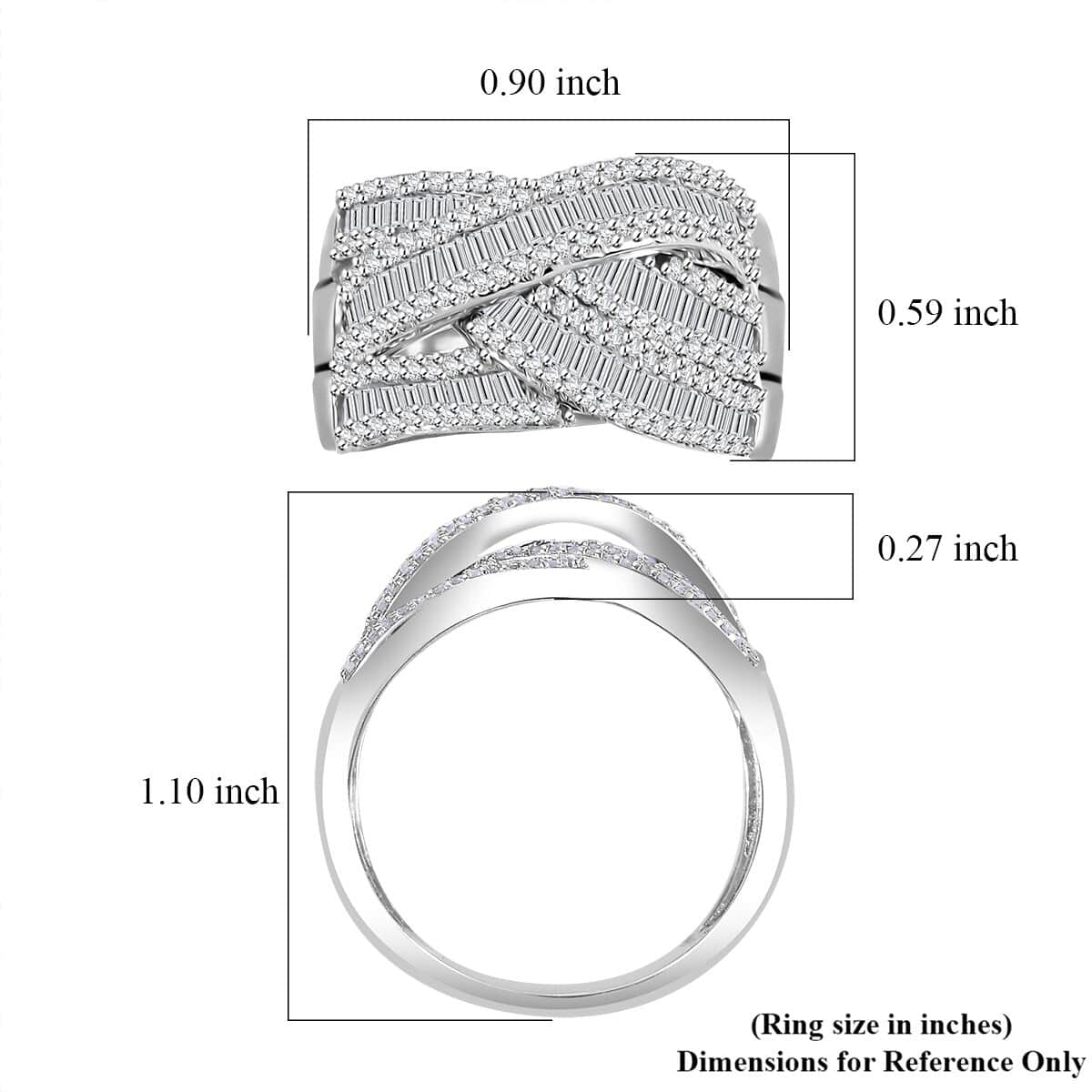 White Diamond 1.00 ctw Ring in Rhodium Over Sterling Silver (Size 10.0) image number 5