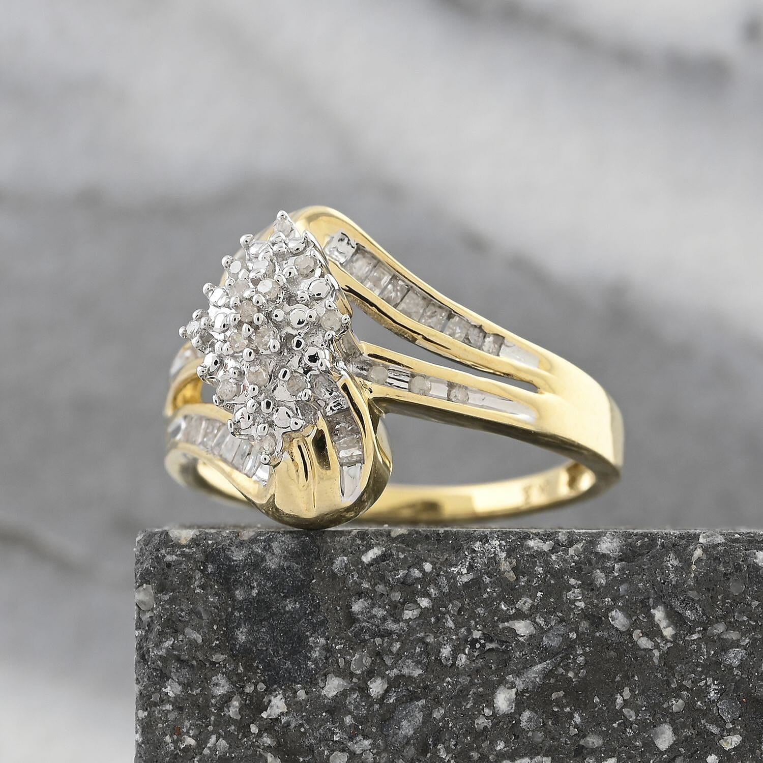 NY Closeout Deal Diamond G-H I3 0.20 ctw Ring in 10K Yellow Gold (Size 10.0)