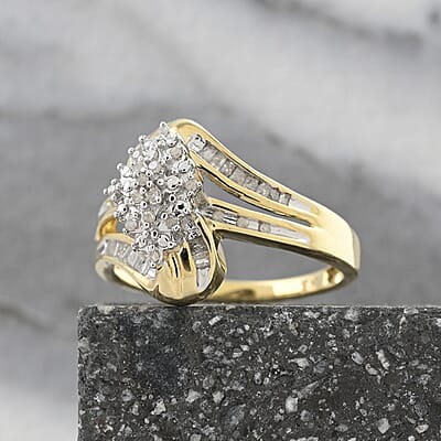 NY Closeout Deal Diamond G-H I3 0.20 ctw Ring in 10K Yellow Gold (Size 10.0)