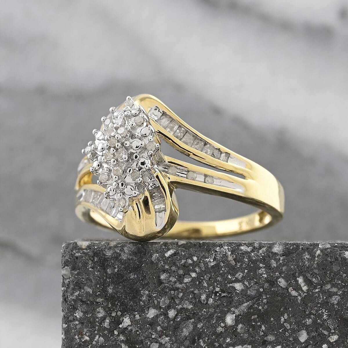 NY Closeout Deal Diamond G-H I3 0.20 ctw Ring in 10K Yellow Gold (Size 9.0) image number 1