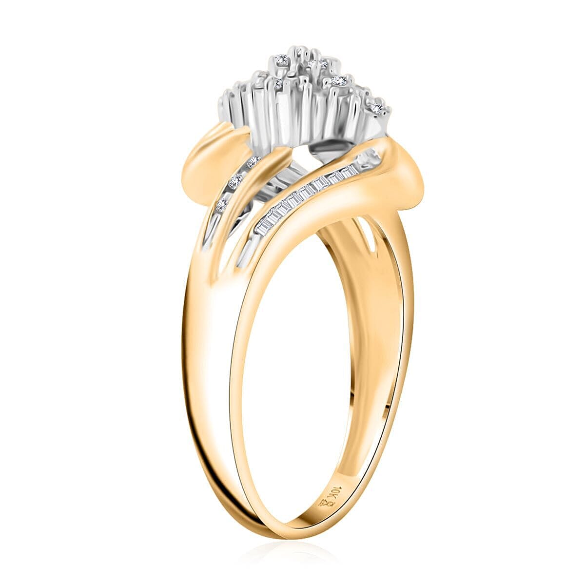 NY Closeout Deal Diamond G-H I3 0.20 ctw Ring in 10K Yellow Gold (Size 9.0) image number 3