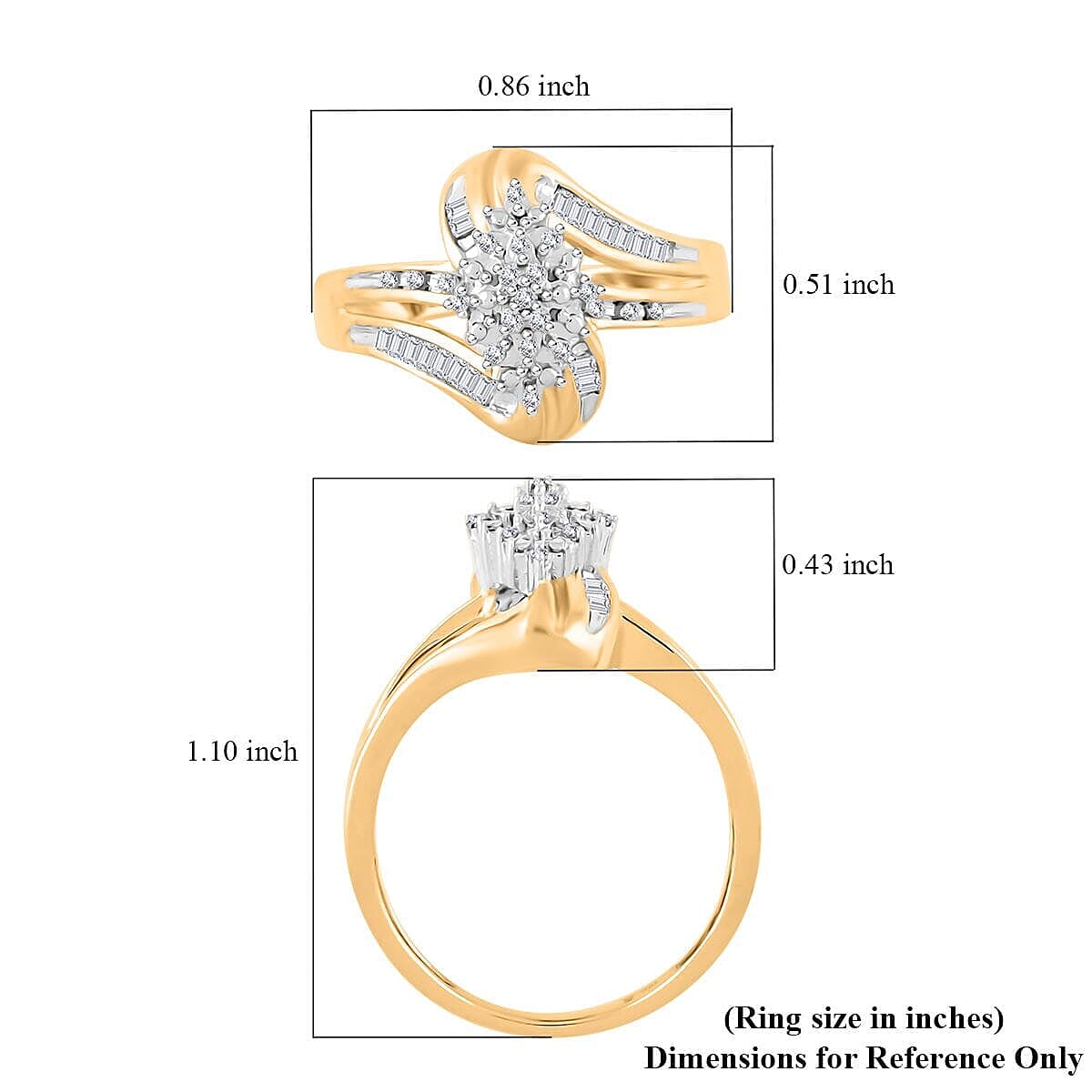 NY Closeout Deal Diamond G-H I3 0.20 ctw Ring in 10K Yellow Gold (Size 9.0) image number 4