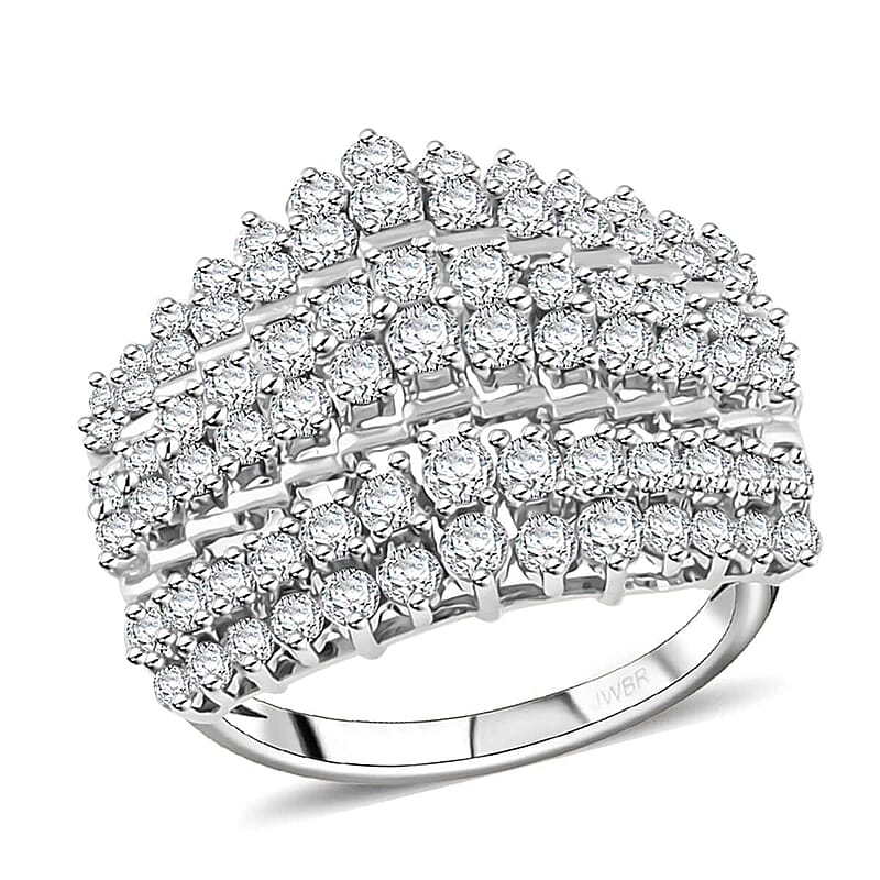 NY Closeout Diamond G-H I2 2.00 ctw Ring in 10K White Gold (Size 10.0) 5.60 Grams