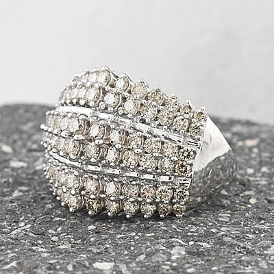 NY Closeout Diamond G-H I2 2.00 ctw Ring in 10K White Gold (Size 10.0) 5.60 Grams