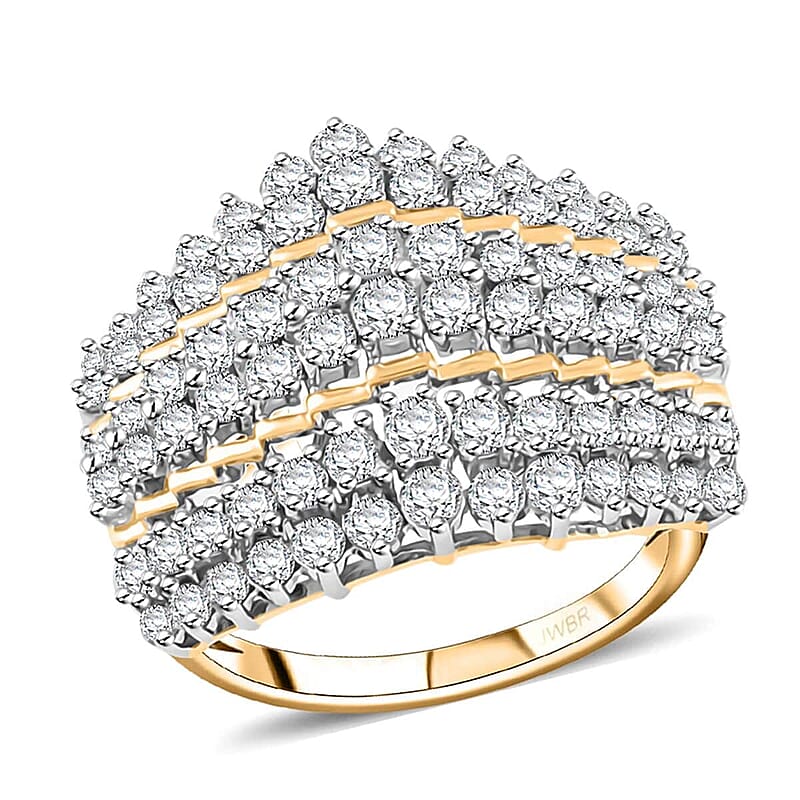 Diamond G-H I3 2.00 ctw Ring in 10K Yellow Gold (Size 10.0) 5.60 Grams