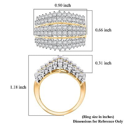 Diamond G-H I3 2.00 ctw Ring in 10K Yellow Gold (Size 10.0) 5.60 Grams