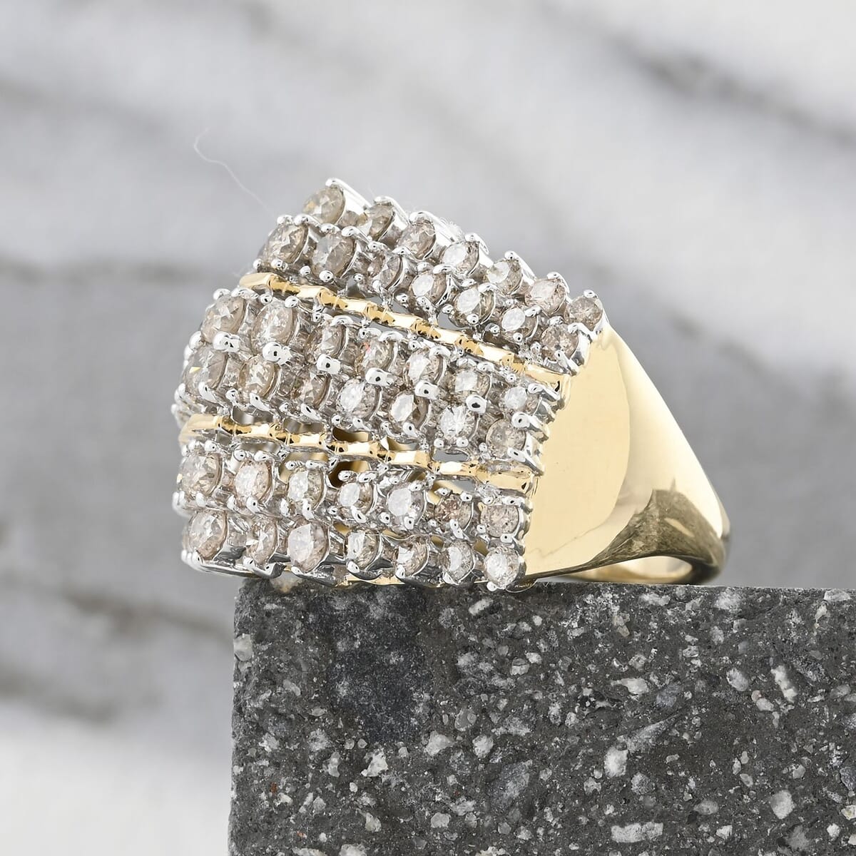 10K Yellow Gold Diamond (G-H, I3) Ring (Size 7.5) (5.60 g) 2.00 ctw image number 1