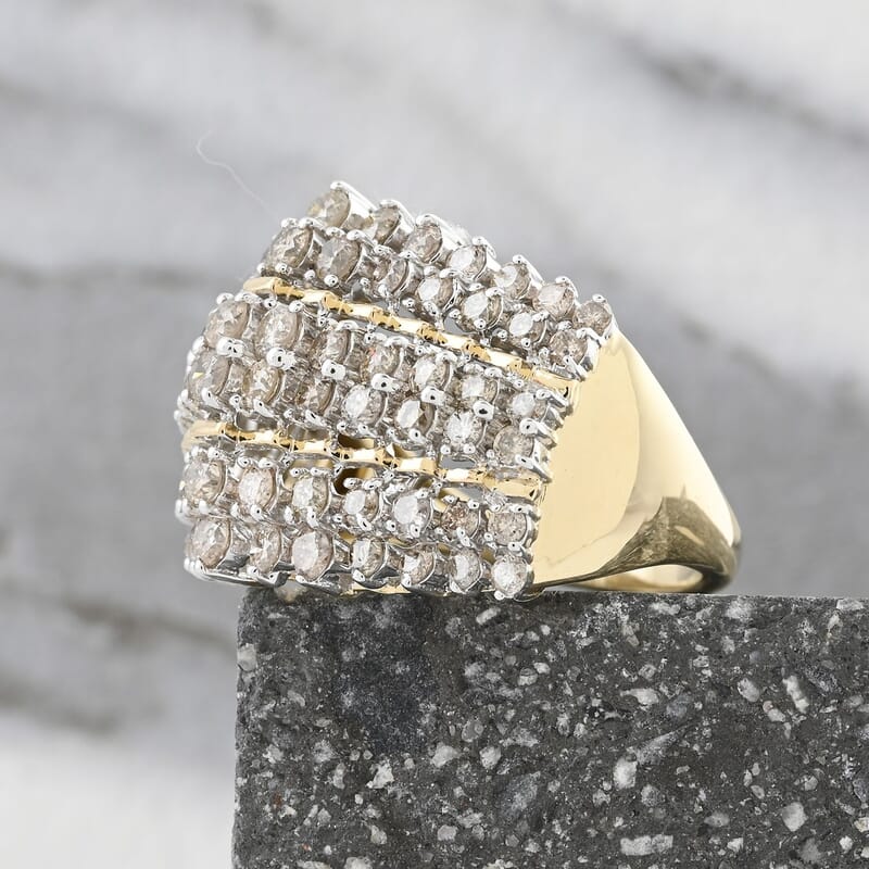 10K Yellow Gold Diamond (G-H, I3) Ring (Size 7.5) (5.60 g) 2.00 ctw