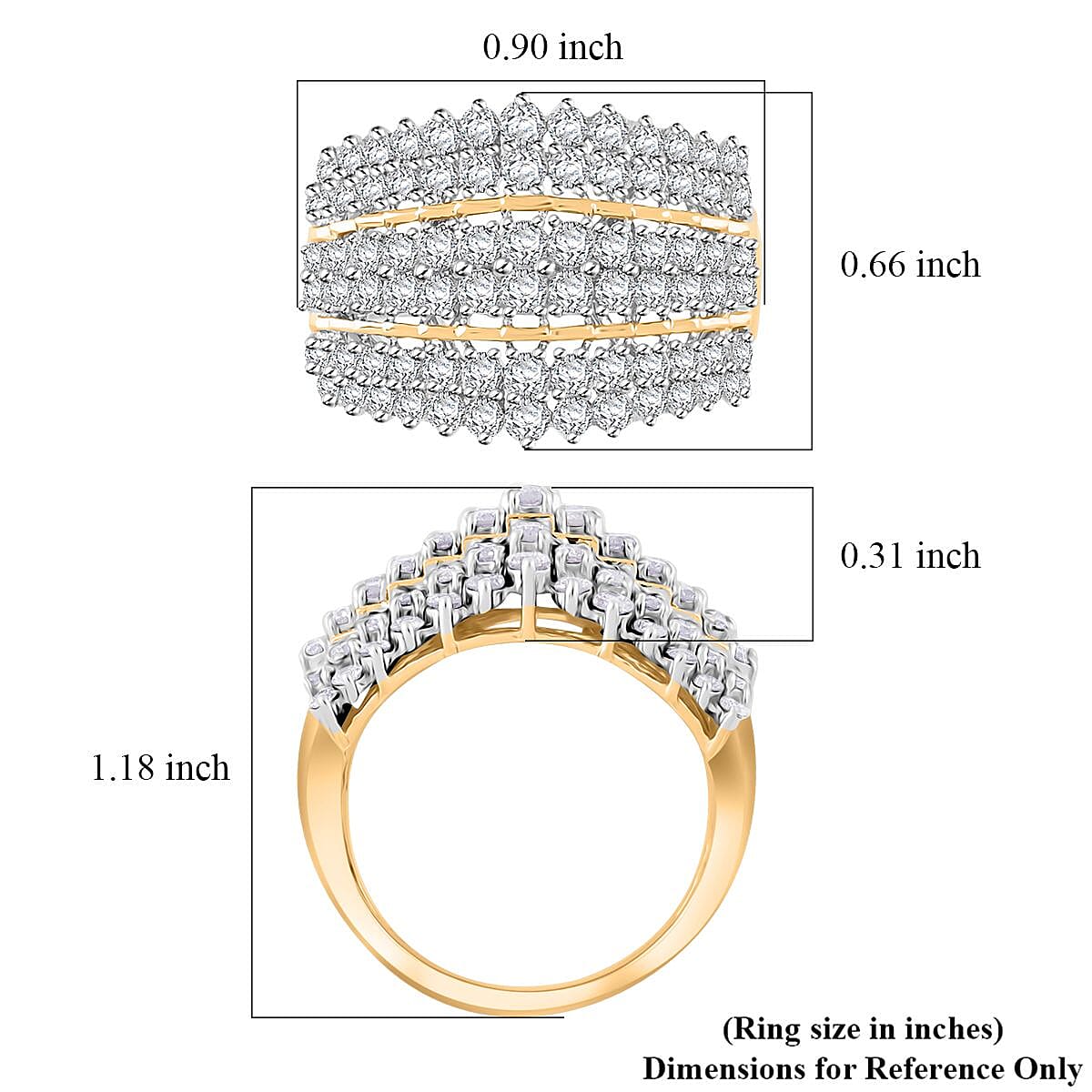 10K Yellow Gold Diamond (G-H, I3) Ring (Size 7.5) (5.60 g) 2.00 ctw