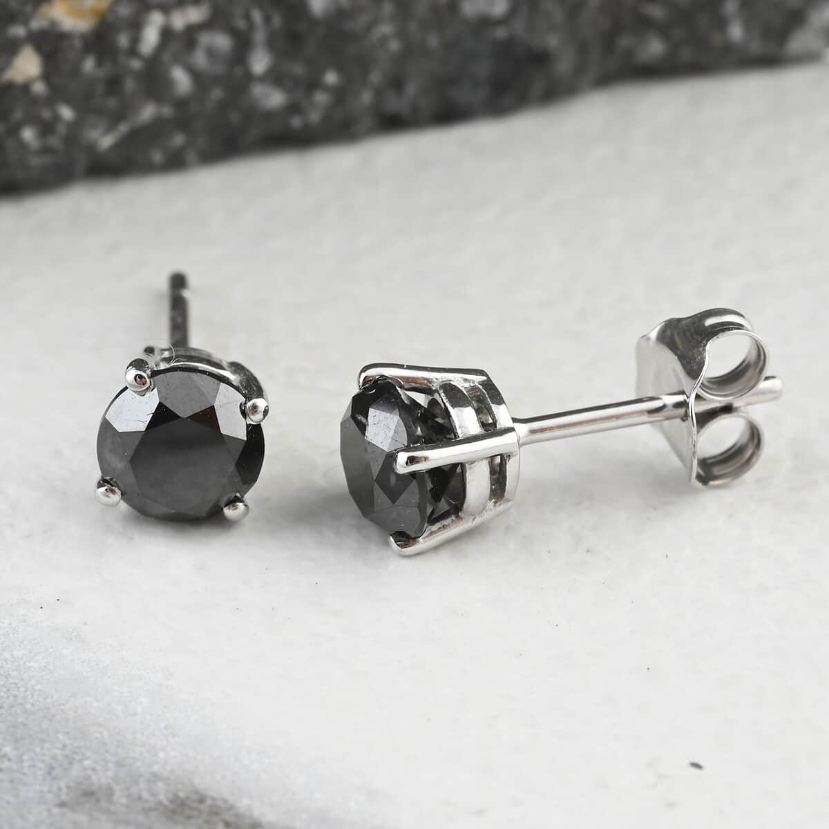 Black Diamond 1.00 ctw Stud Earrings in 10K White Gold image number 1