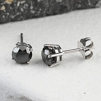 Black Diamond 1.00 ctw Stud Earrings in 10K White Gold