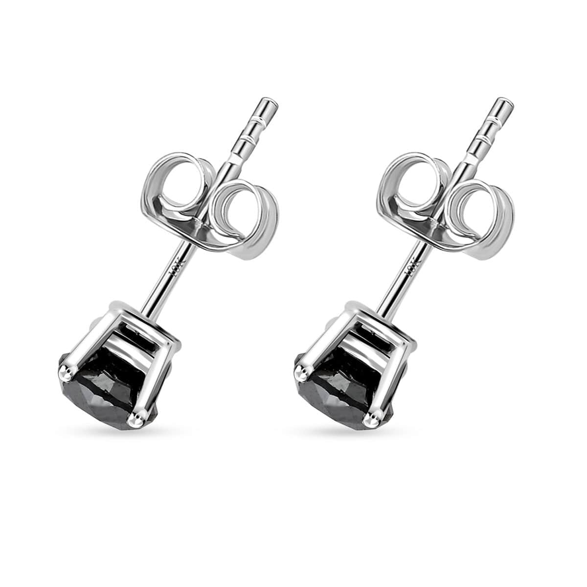 Black Diamond 1.00 ctw Stud Earrings in 10K White Gold image number 3