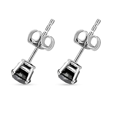 Black Diamond 1.00 ctw Stud Earrings in 10K White Gold