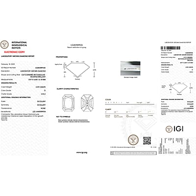 IGI Certified Luxuriant Lab Grown Diamond (Radiant) (E-F, VS) 2.00 ctw