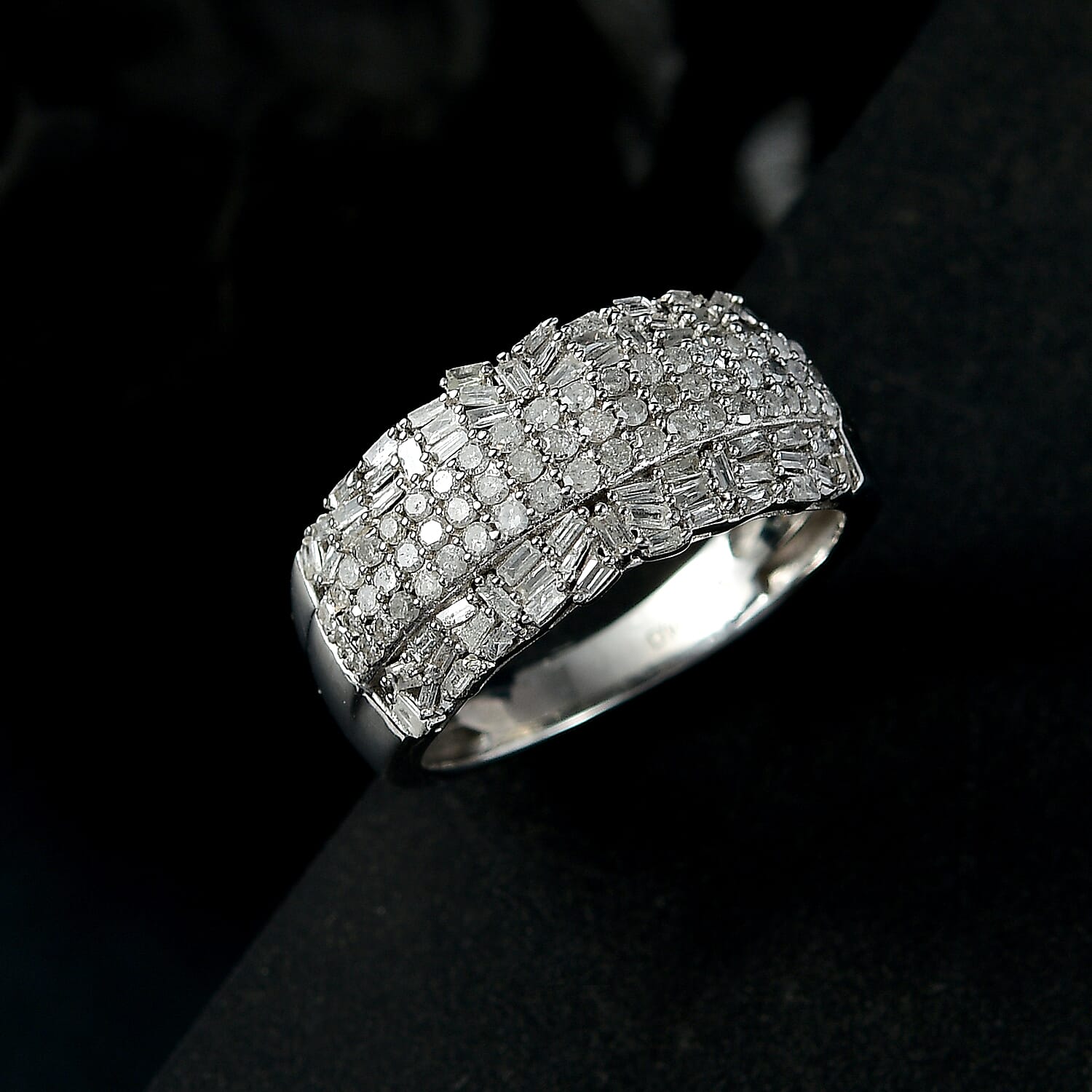 D'Joy Diamond 1.00 ctw Starlight Ring in Rhodium Over Sterling Silver (Size 10.0)