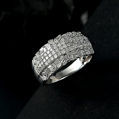 D'Joy Diamond 1.00 ctw Starlight Ring in Rhodium Over Sterling Silver (Size 10.0)
