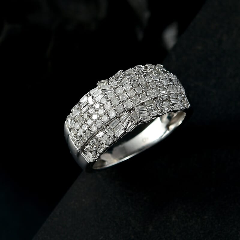 D'Joy Diamond 1.00 ctw Starlight Ring in Rhodium Over Sterling Silver (Size 10.0)