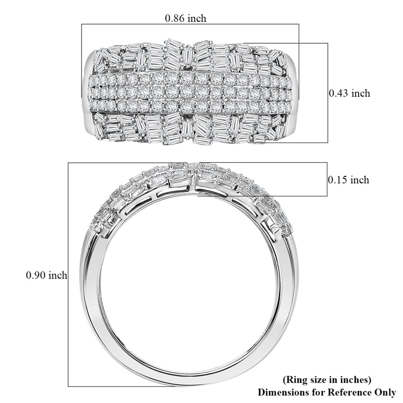 D'Joy Diamond 1.00 ctw Starlight Ring in Rhodium Over Sterling Silver (Size 10.0)