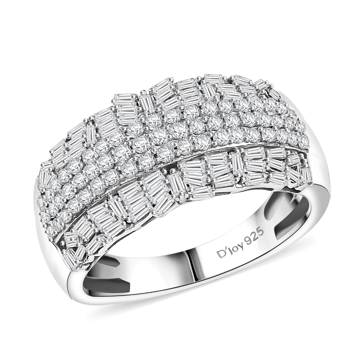 Diamond 1.00 ctw Ring in Rhodium Over Sterling Silver (Size 6.0) image number 0
