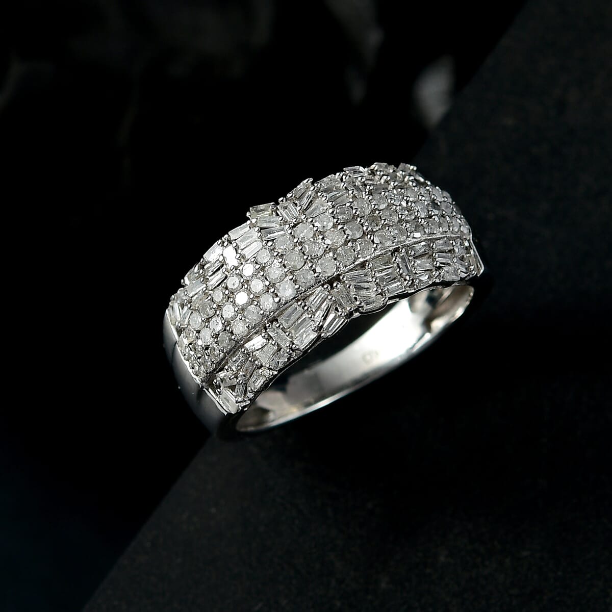 Diamond 1.00 ctw Ring in Rhodium Over Sterling Silver (Size 6.0) image number 1