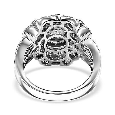 Diamond 1.00 ctw Floral Ring in Rhodium Over Sterling Silver (Size 10.0)