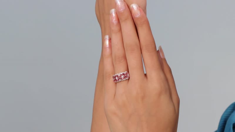 Tanzanian Blush Garnet and Moissanite 2.50 ctw Art Deco Ring in 18K Vermeil Rose Gold Over Sterling Silver