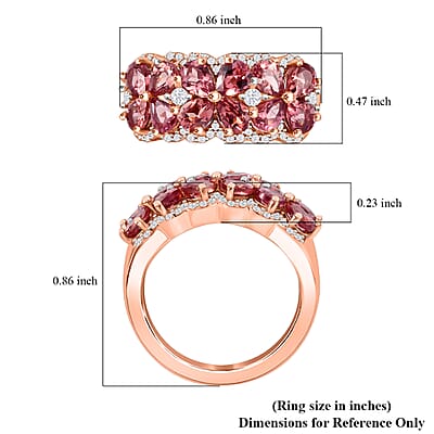 Tanzanian Blush Garnet and Moissanite 2.50 ctw Art Deco Ring in 18K Vermeil Rose Gold Over Sterling Silver (Size 10.0)