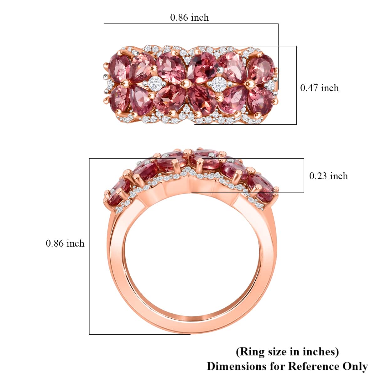 Tanzanian Blush Garnet and Moissanite 2.50 ctw Art Deco Ring in 18K Vermeil Rose Gold Over Sterling Silver (Size 7.0) image number 5