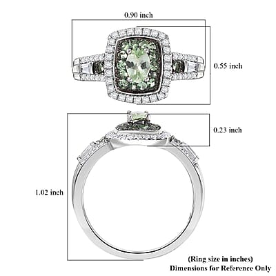 D'Joy Tsavorite Garnet and White Zircon 1.50 ctw Ocean Glimmer Ring in Rhodium Over Sterling Silver (Size 10.0)