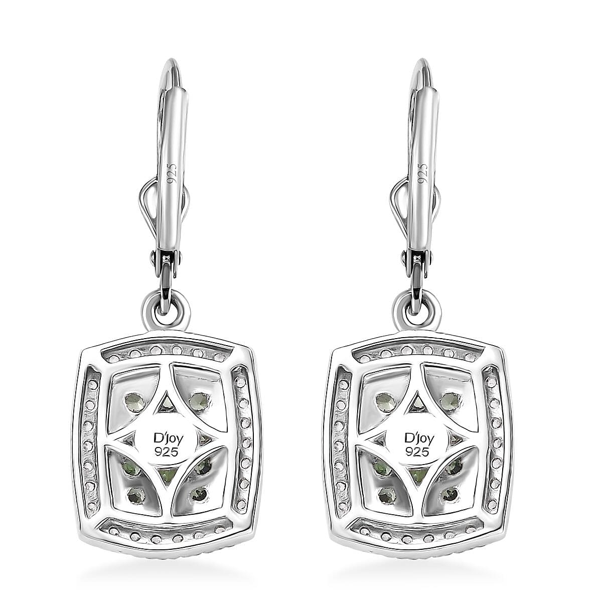 D'Joy Tsavorite Garnet and White Zircon 2.10 ctw Ocean Glimmer Earrings in Rhodium Over Sterling Silver