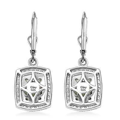D'Joy Tsavorite Garnet and White Zircon 2.10 ctw Ocean Glimmer Earrings in Rhodium Over Sterling Silver