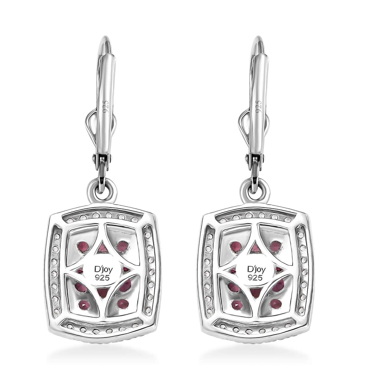 Ouro Fino Rubellite and White Zircon 1.70 ctw Ocean Glimmer Earrings in Rhodium Over Sterling Silver image number 3