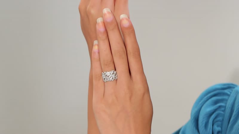 Karis White Diamond Accent Fleur De Lis Ring in Platinum Bond