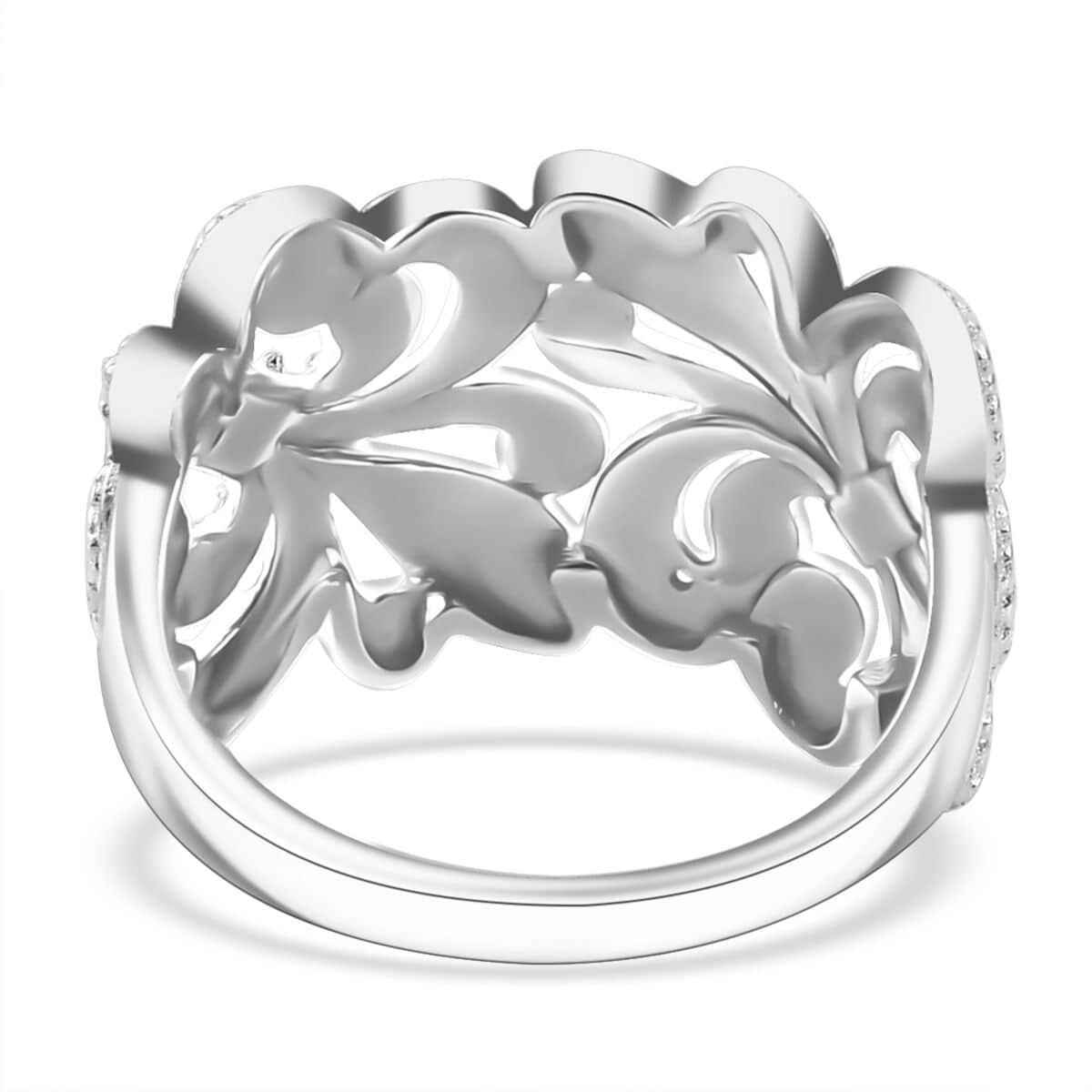 Karis White Diamond Accent Fleur De Lis Ring in Platinum Bond (Size 10.0) image number 4