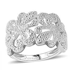 Karis White Diamond Accent Fleur De Lis Ring in Platinum Bond (Size 8.0)