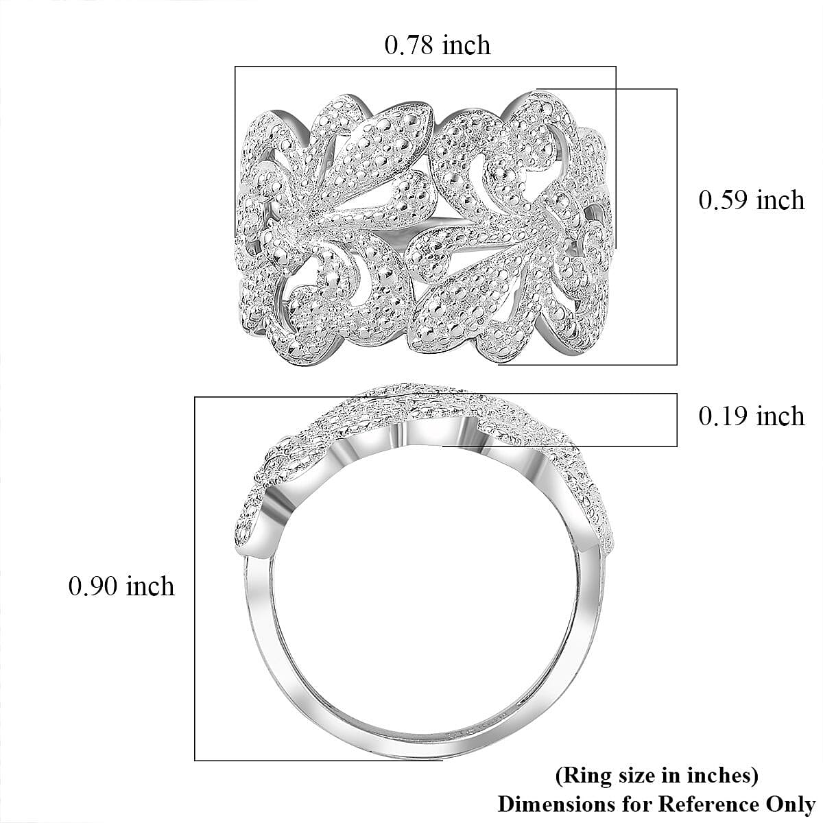 Karis White Diamond Accent Fleur De Lis Ring in Platinum Bond (Size 8.0) image number 5