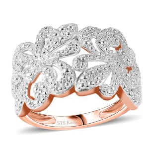 Karis White Diamond Accent Fleur De Lis Ring in 18K RG Plated (Size 7.0)