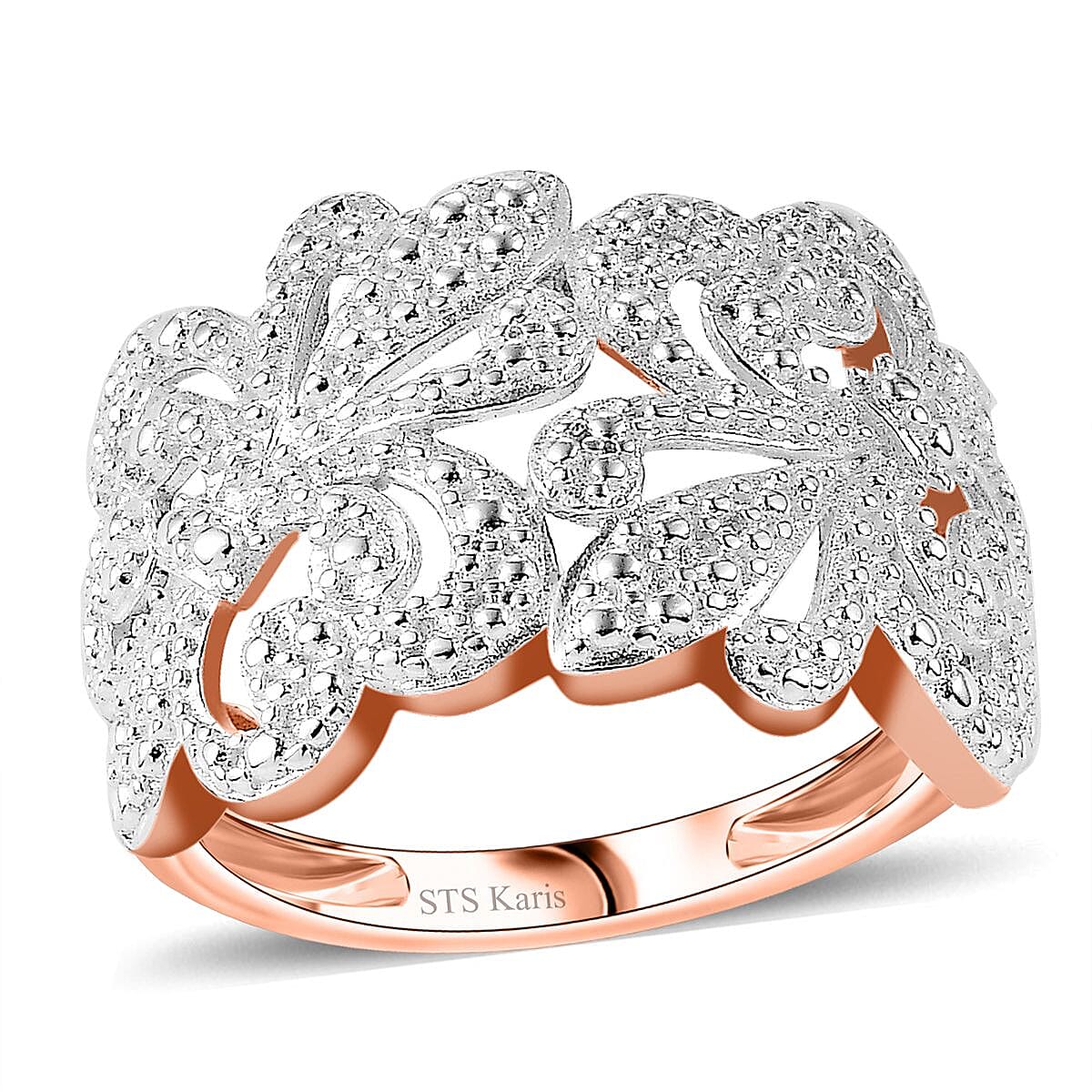 Karis White Diamond Accent Fleur De Lis Ring in 18K RG Plated (Size 8.0) image number 0
