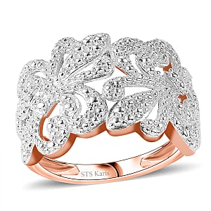 Karis White Diamond Accent Fleur De Lis Ring in 18K RG Plated (Size 8.0)