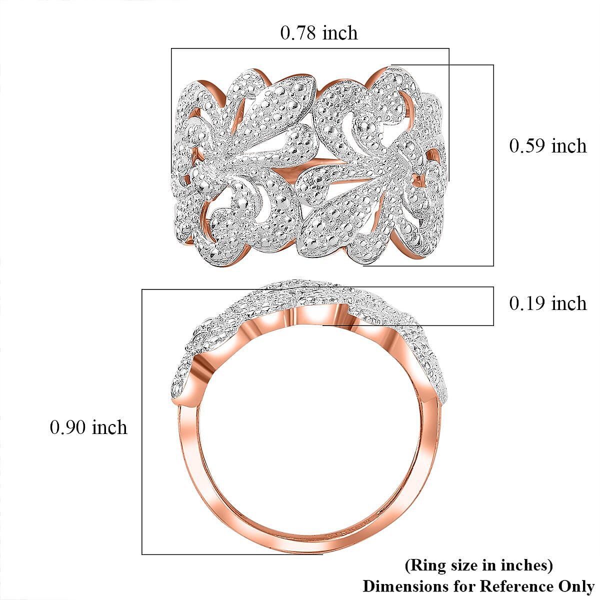Karis White Diamond Accent Fleur De Lis Ring in 18K RG Plated (Size 8.0) image number 5