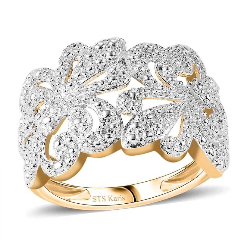 Karis White Diamond Accent Fleur De Lis Ring in 18K YG Plated (Size 11.0)