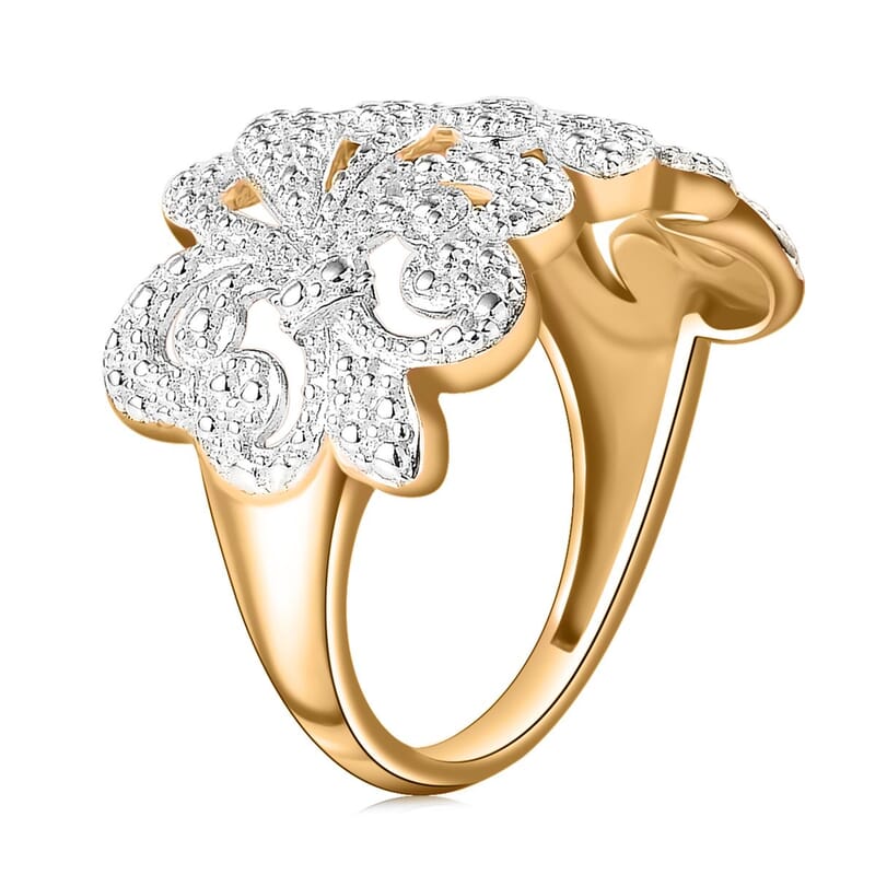 Karis White Diamond Accent Fleur De Lis Ring in 18K YG Plated (Size 11.0)
