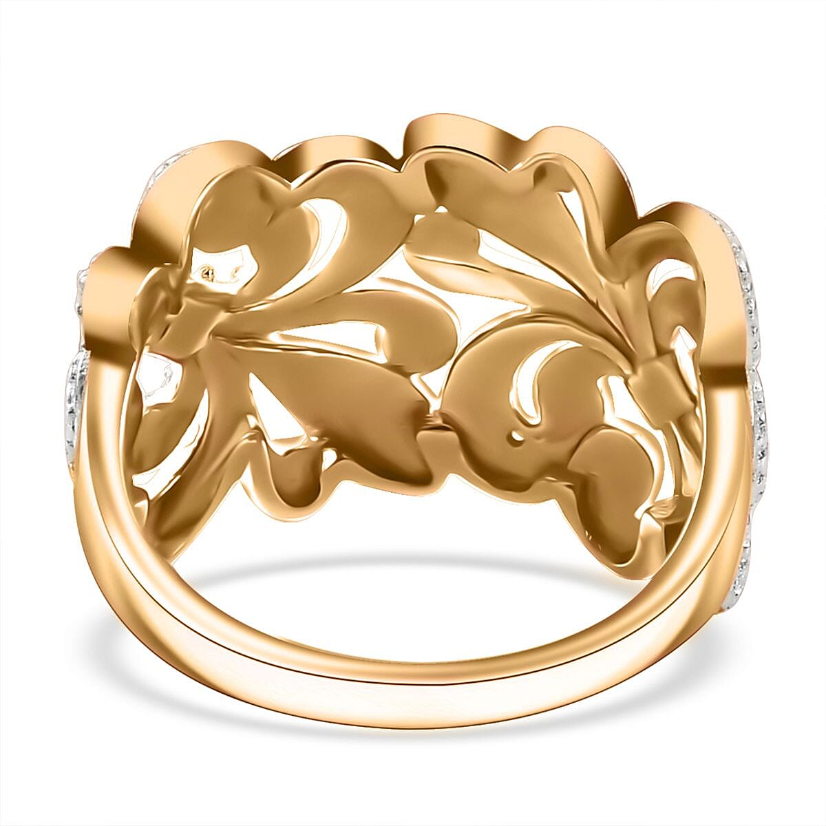 Karis White Diamond Accent Fleur De Lis Ring in 18K YG Plated (Size 11.0)